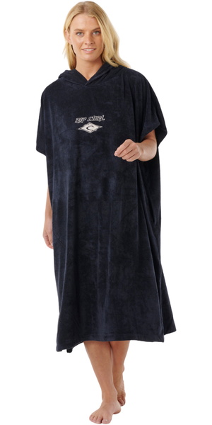 2026 Rip Curl Mujer Toalla Clásica De Surf Con Capucha Poncho 00ZWTO - Black / Blanco Roto